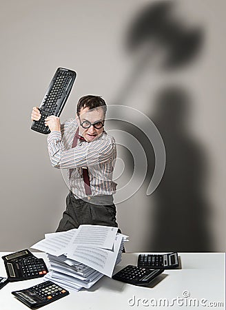 Mad accountant Stock Photo